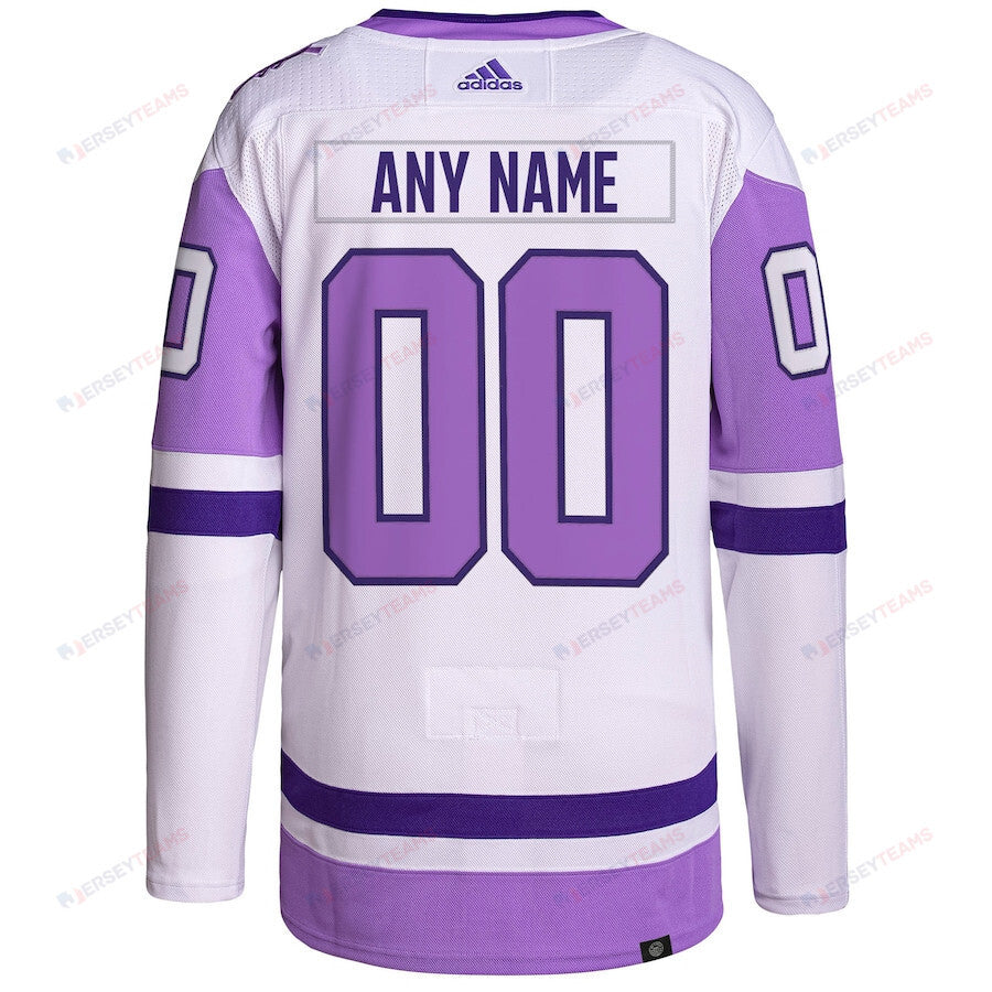 Columbus Blue Jackets Hockey Fights Cancer Primegreen Custom Men Jersey - White/Purple