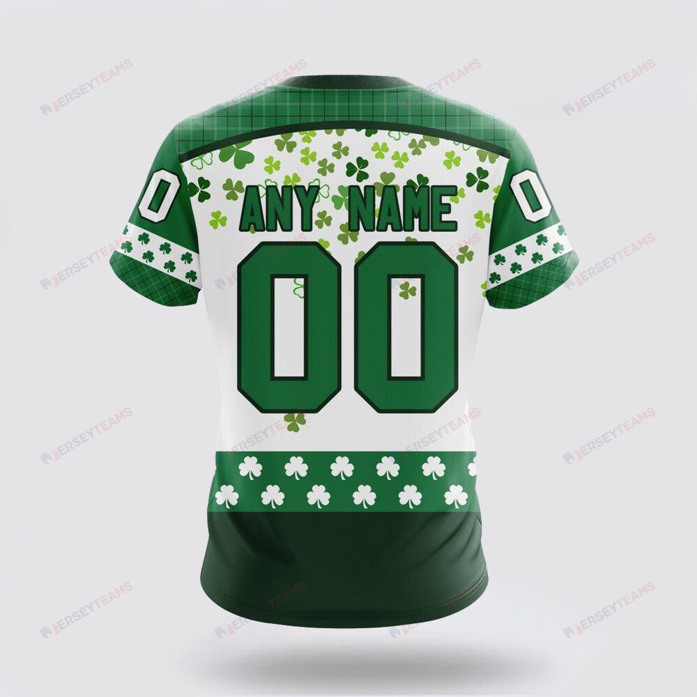 Columbus Blue Jackets Special Design For St Patrick Day Custom AOP T-Shirt - White