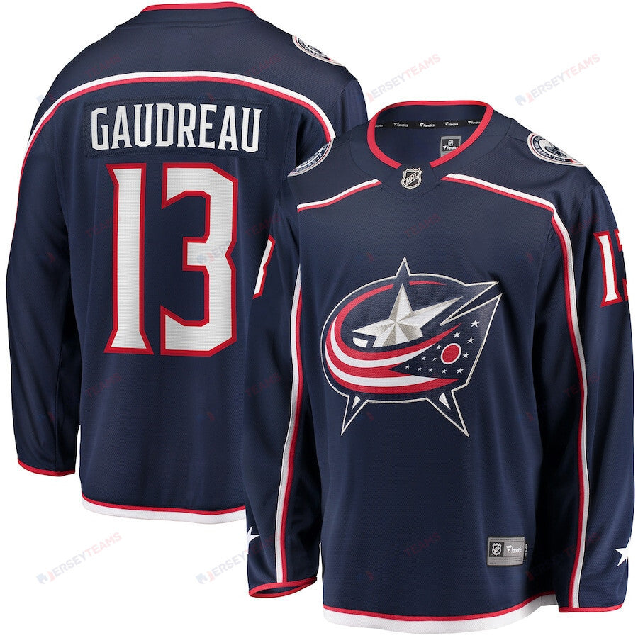 Johnny Gaudreau 13 Columbus Blue Jackets Navy Breakaway Jersey - Men's