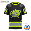 Columbus Blue Jackets Specialized FireFighter Uniforms Color Design Custom Name Number All Over Printed T-shirt - Black
