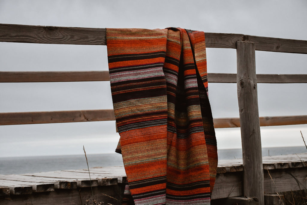 Recycled Cotton Throw Blanket | Durable Sofa Slip Cover |  Boho Bedspread Hand Woven | Sustainable Modern Traditional Home Decor