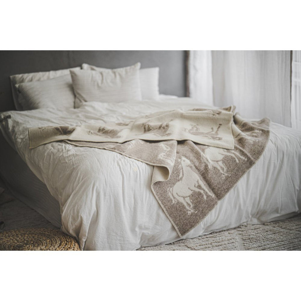 Horse Blanket: Natural New Zealand Wool Reversible Throw (130x200cm)