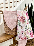 Personalized Baby Blanket, Rite of Springs Floral and you Choose Minky back color, Spring Flower Blanket, Newborn gift, Baby Shower Gift
