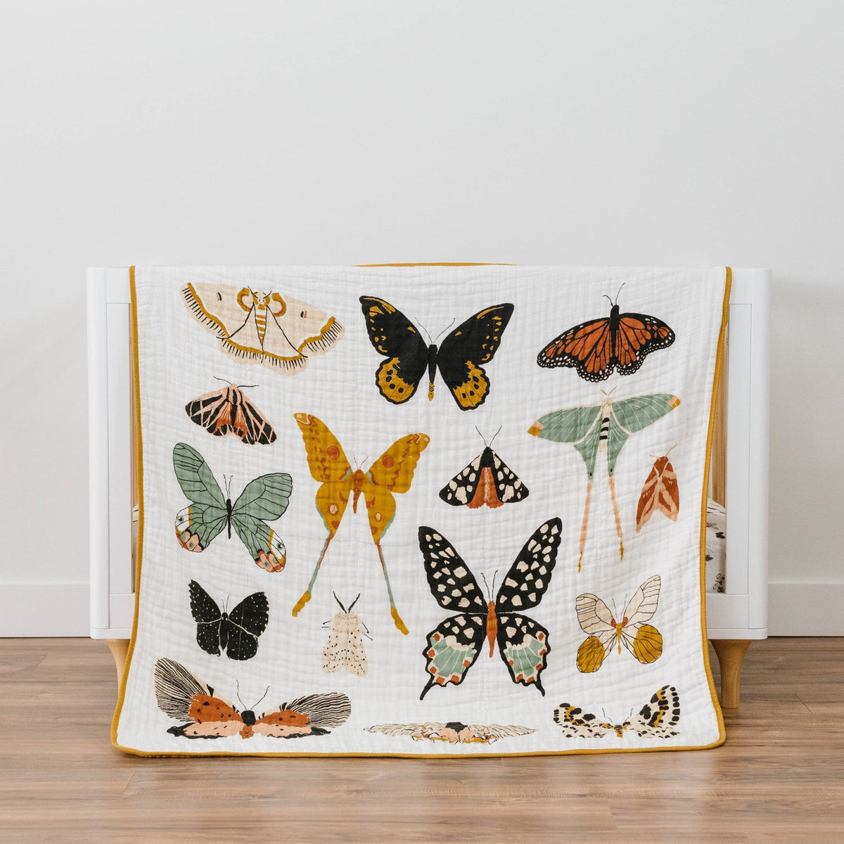 Butterfly Collector Print Oversized Blanket for Big Kid Beds | Quilt | Swaddle by Clementine Kids | 100% Muslin Cotton| Gift Idea