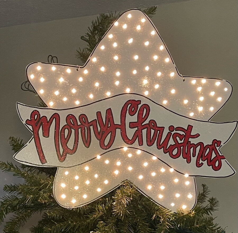 Lighted Christmas Tree Star Topper | Holiday Tree Decor