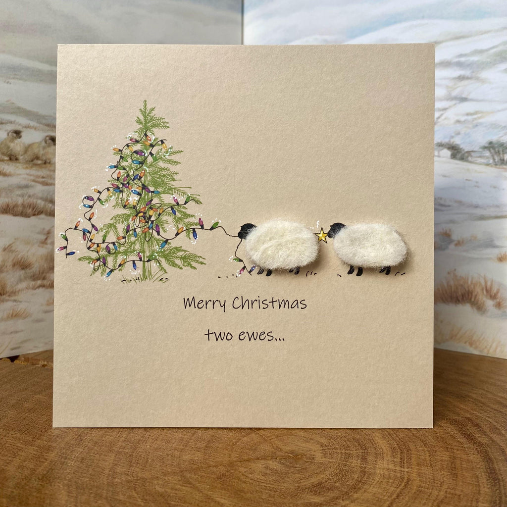 Felted Sheep Christmas Card | Personalised Xmas Card