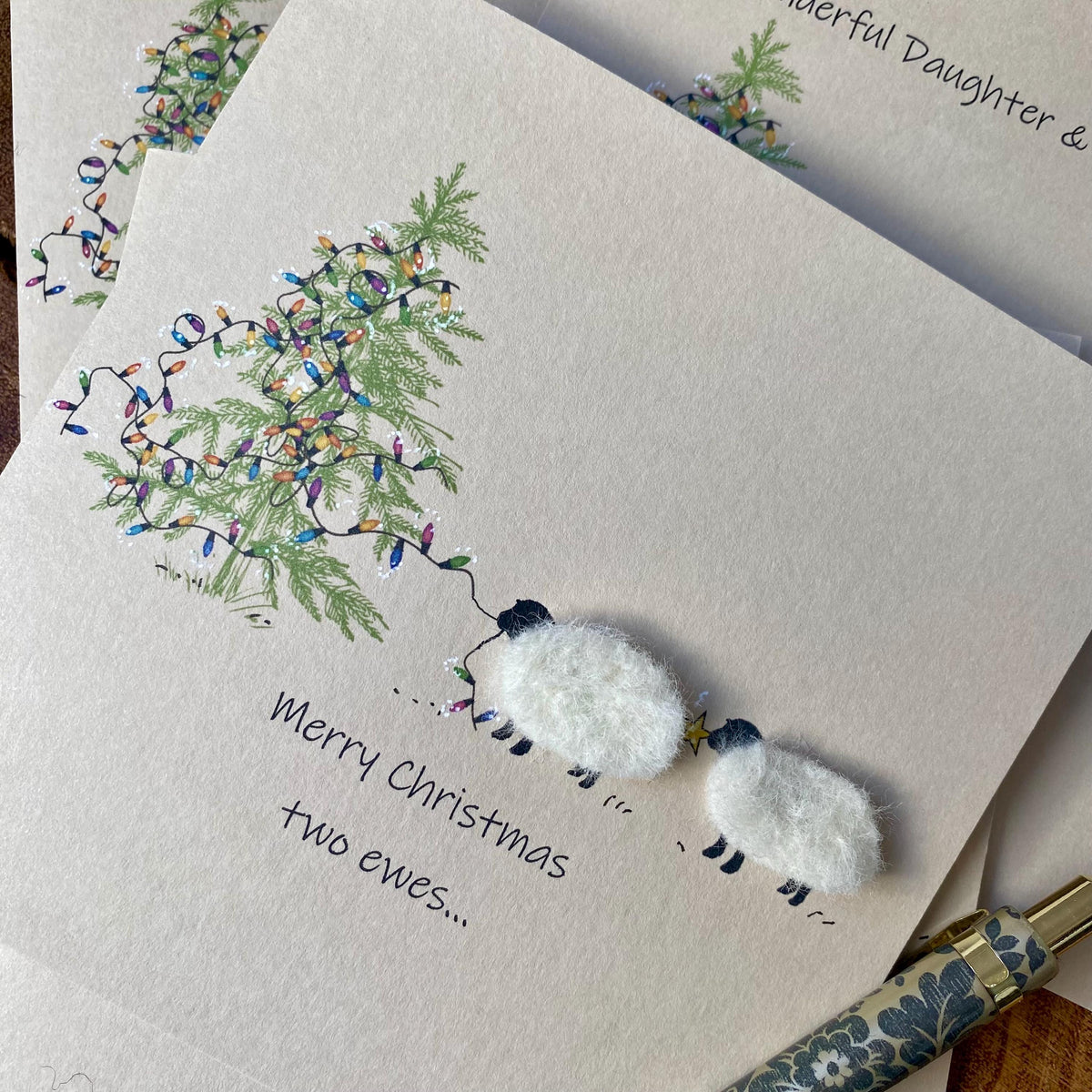 Felted Sheep Christmas Card | Personalised Xmas Card