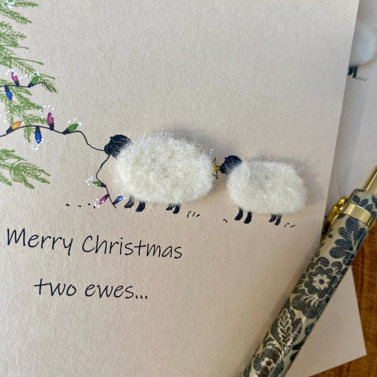 Felted Sheep Christmas Card | Personalised Xmas Card