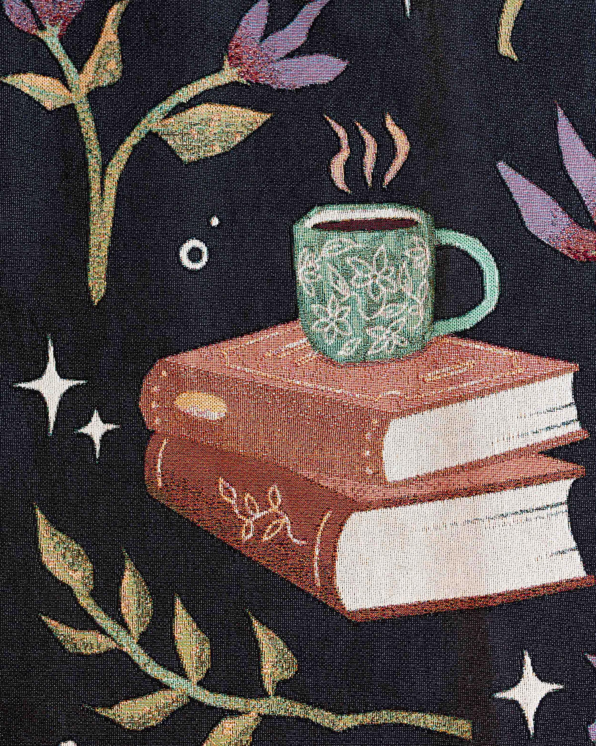 Books and Blooms Blanket: Personalized Gift for Fantasy Reader, Woven Gift for Her, Cozy Dark Academia