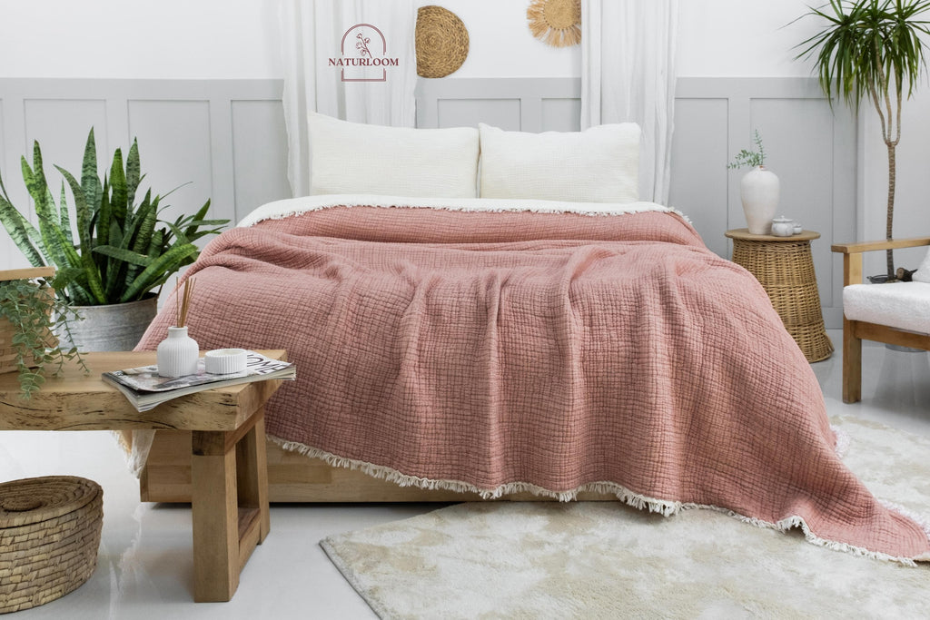8 Layer Muslin King Size Quilt, GOTS Certified Gauze Blanket, Cotton Quilt, Muslin Blanket, Muslin Comforter, Thanksgiving Christmas Gift