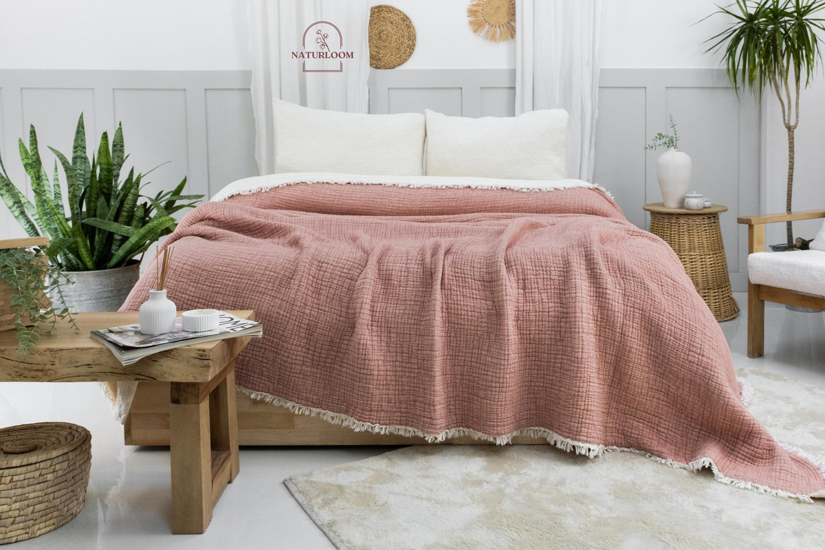 8 Layer Muslin King Size Quilt, GOTS Certified Gauze Blanket, Cotton Quilt, Muslin Blanket, Muslin Comforter, Thanksgiving Christmas Gift