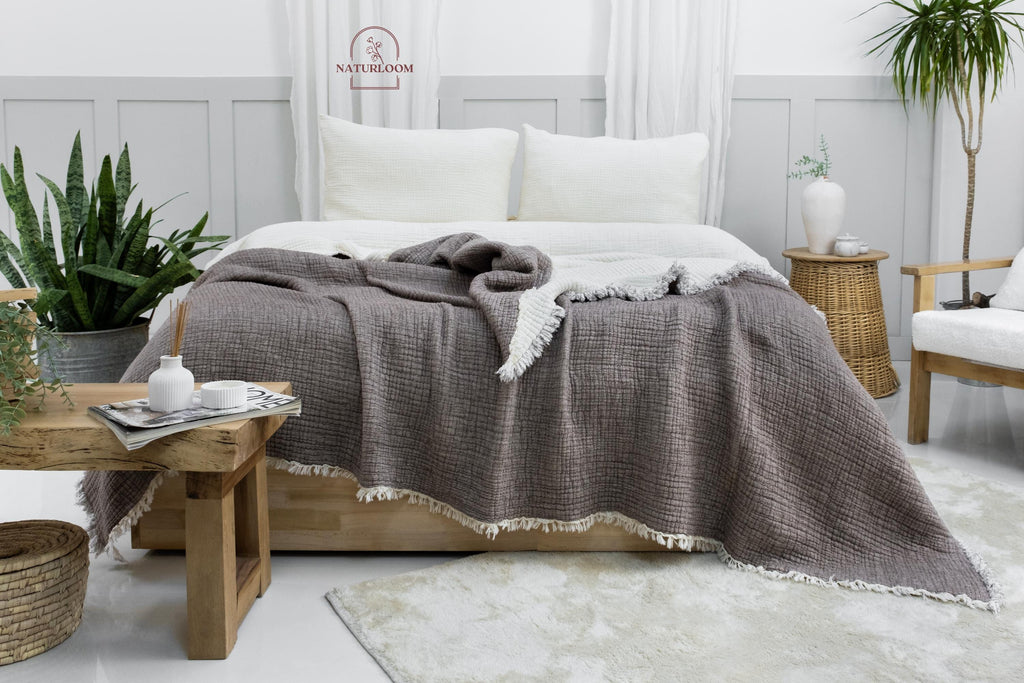 8 Layer Muslin King Size Quilt, GOTS Certified Gauze Blanket, Cotton Quilt, Muslin Blanket, Muslin Comforter, Thanksgiving Christmas Gift