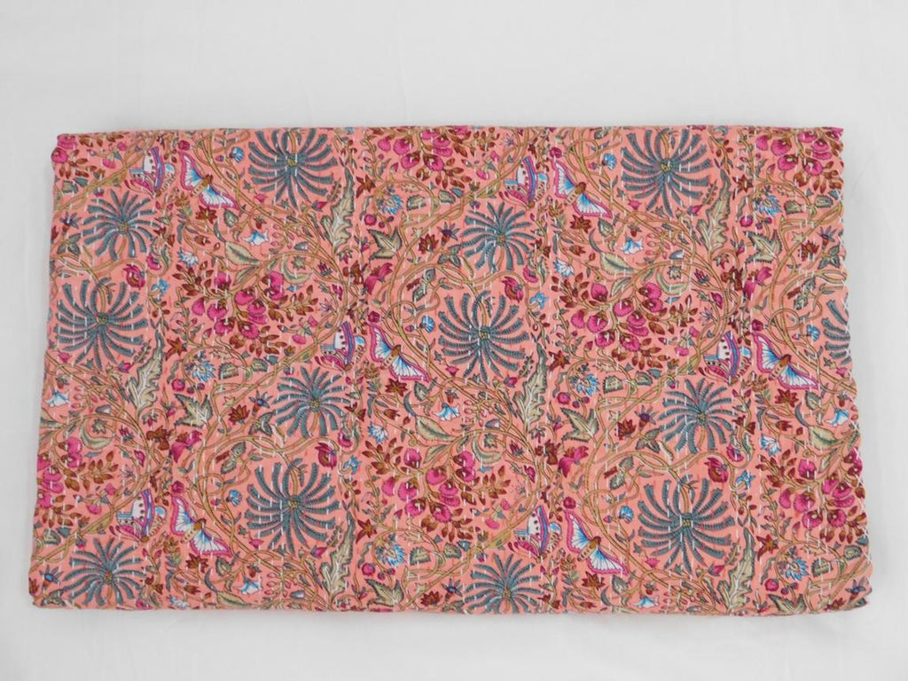 Butterfly Print Kantha Summer Bedspread Gift For Her
