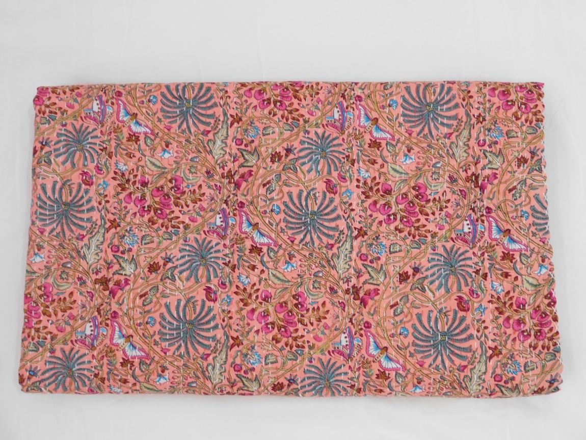 Butterfly Print Kantha Summer Bedspread Gift For Her