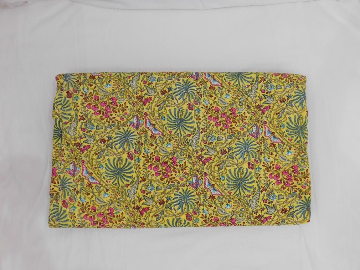 Butterfly Print Kantha Summer Bedspread Gift For Her