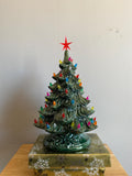 19 inch Ceramic Christmas Tree lighted: Green with Multi-Colored Lights, Handmade in the USA (T1)