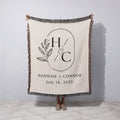 Personalized Throw Couples Blanket with Names Wedding Present Bridal Shower Gift for Newlyweds Cotton Anniversary Gift Engagement Gift