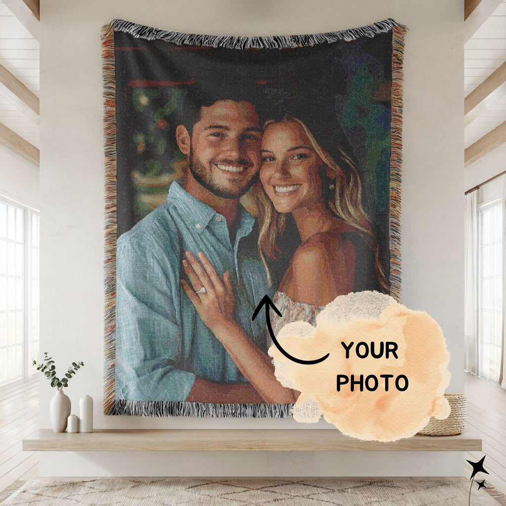 Soft Woven Blanket Personalized Photo Throw Custom Blanket with Picture for Adults Custom Gift Wedding Grandma Personalized Memorial Blanket
