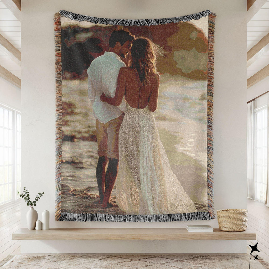 Soft Woven Blanket Personalized Photo Throw Custom Blanket with Picture for Adults Custom Gift Wedding Grandma Personalized Memorial Blanket