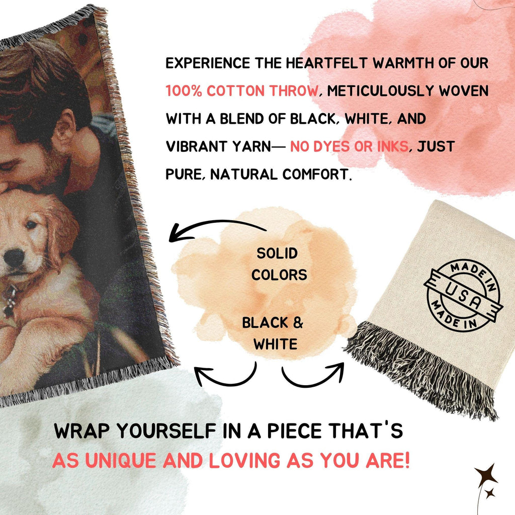Soft Woven Blanket Personalized Photo Throw Custom Blanket with Picture for Adults Custom Gift Wedding Grandma Personalized Memorial Blanket