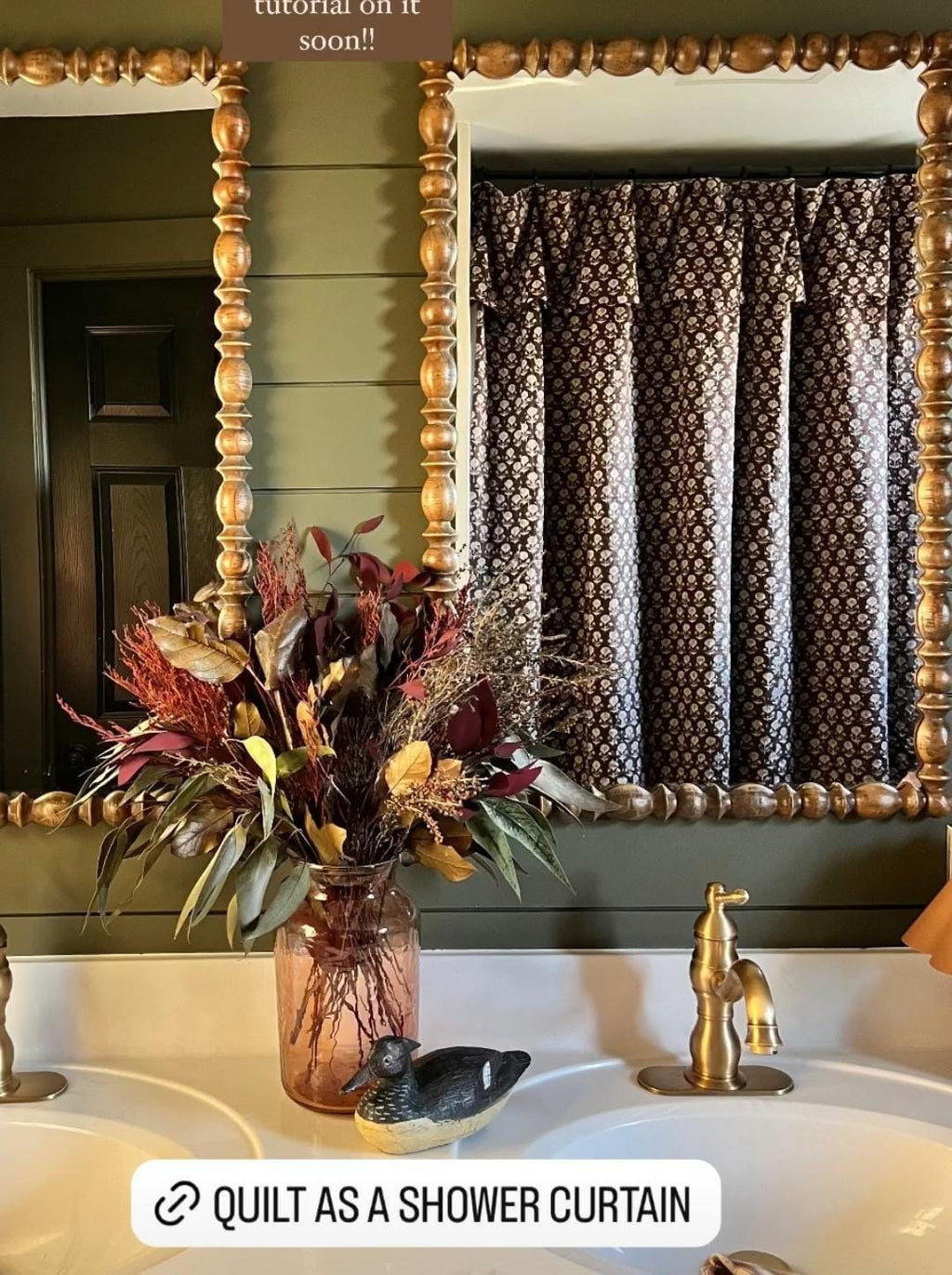 Handmade Brown Floral Kantha Quilt - Indian Cotton Bedspread Throw