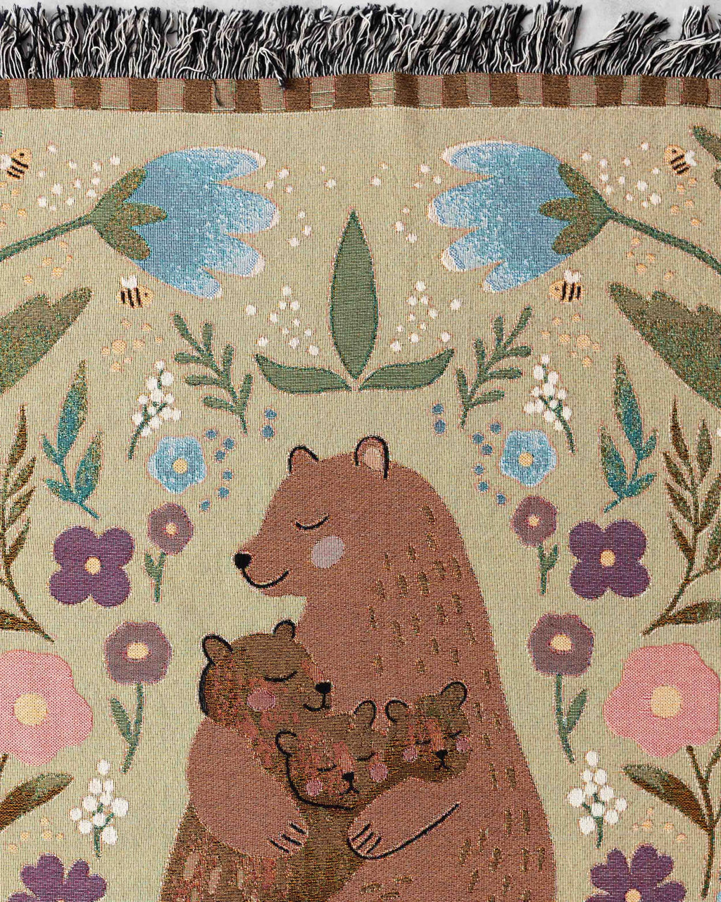Mothers Day Gift: Mama Bear Blanket, Present for Mom from Kids, Unique Thoughtful Birthday Christmas, Personalized Custom Woven Throw