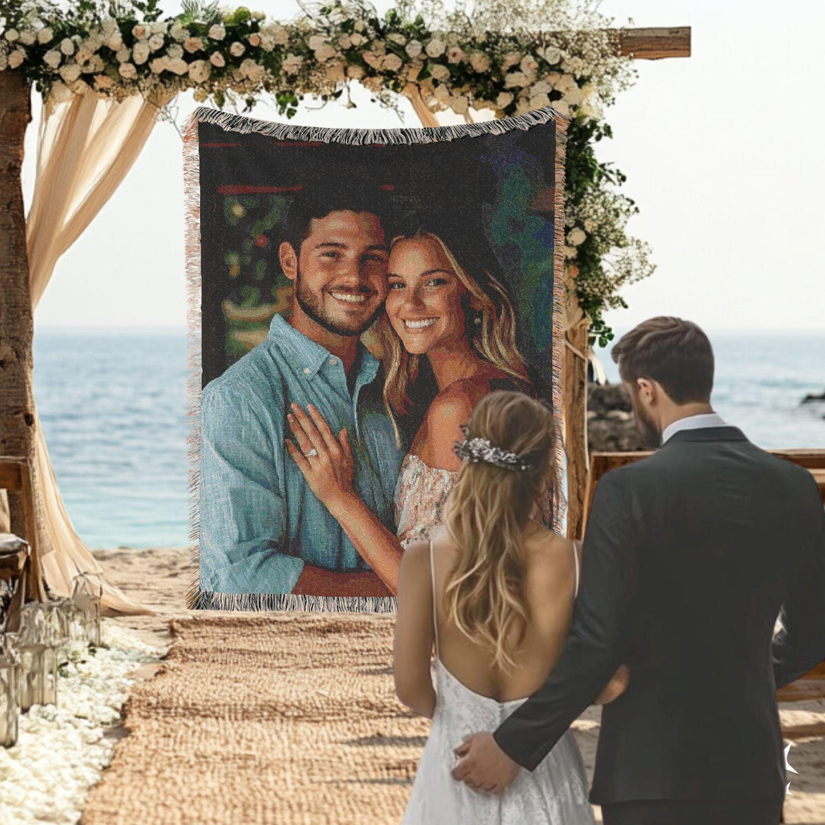 Soft Woven Blanket Personalized Photo Throw Custom Blanket with Picture for Adults Custom Gift Wedding Grandma Personalized Memorial Blanket