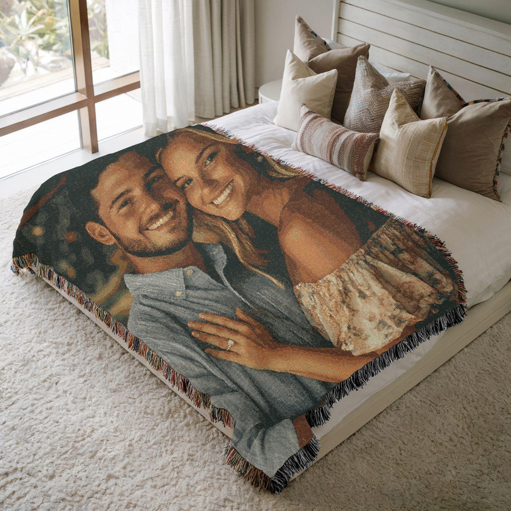 Soft Woven Blanket Personalized Photo Throw Custom Blanket with Picture for Adults Custom Gift Wedding Grandma Personalized Memorial Blanket