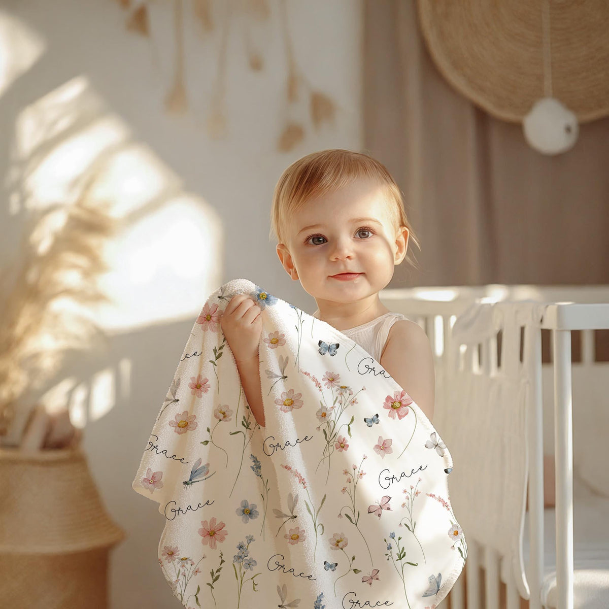 Personalized Baby Blanket Minky Throw Nursery Decor Pink Butterfly Blanket Custom Name Baby Gift Shower Present Newborn Girl Pastel Blue B2