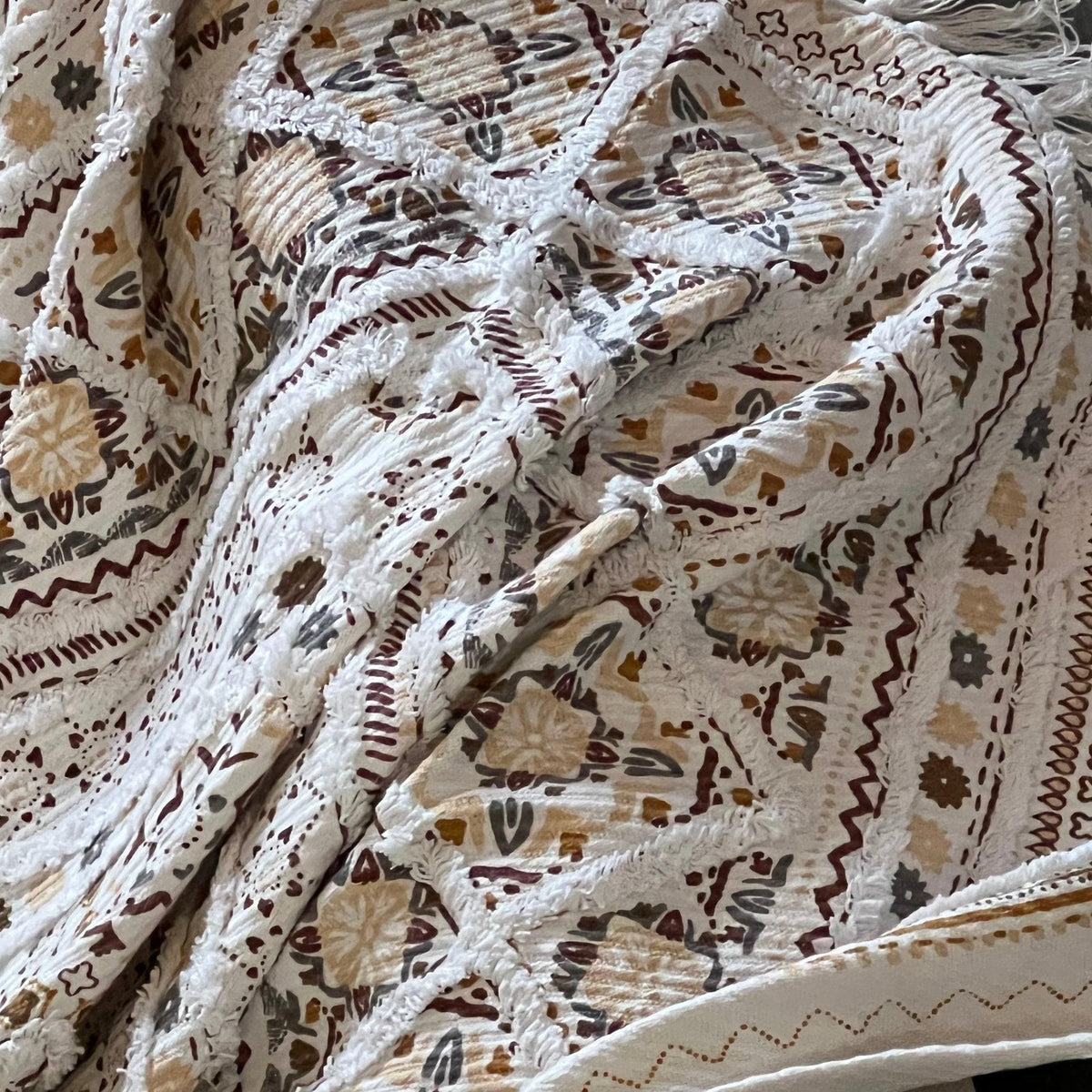 Handwoven Cotton Boho Throw Blanket with Tassels for Home Decor