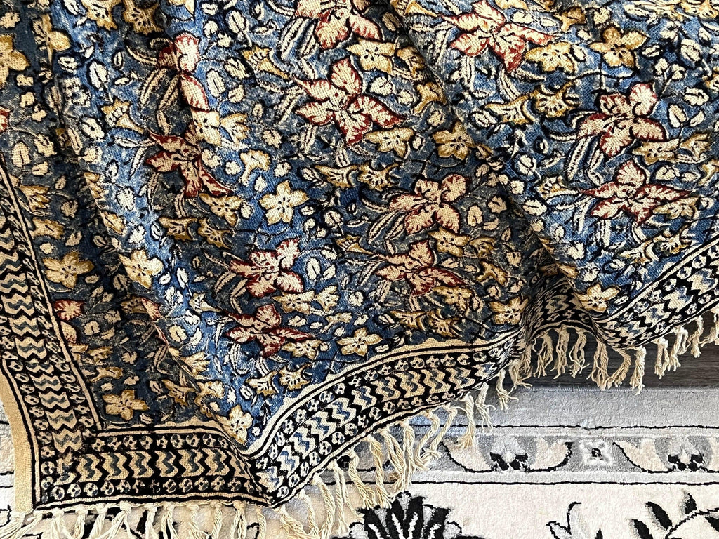 Moss Green Handmade  Floral Throw Blanket, Boho Farmhouse Home Decor