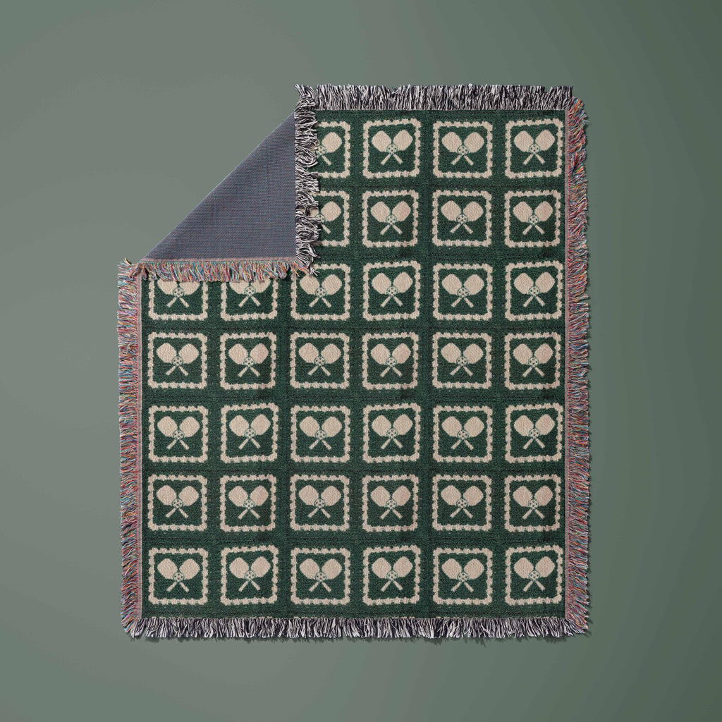 Pickleball Blanket & Wall Tapestry, Woven Cotton Throw, Granny Square Pickleball Home Decor, Gift for Player, Mom, Dad, Coach, Team