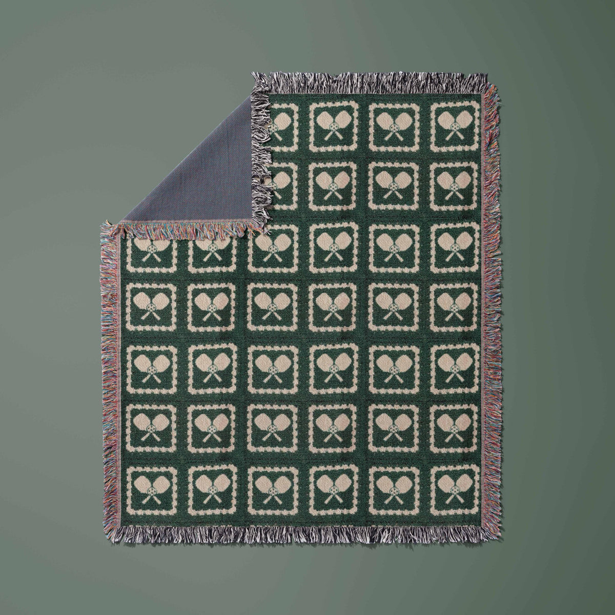 Pickleball Blanket & Wall Tapestry, Woven Cotton Throw, Granny Square Pickleball Home Decor, Gift for Player, Mom, Dad, Coach, Team