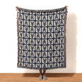 Woven Blue Lobster Granny Square Throw Blanket, Coastal Beach House Decor MADE in the USA