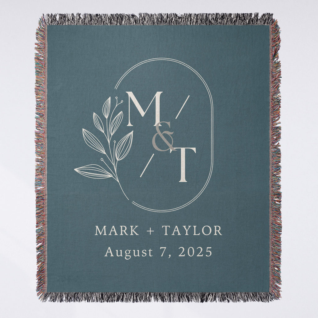 Personalized Throw Couples Blanket with Names Wedding Present Bridal Shower Gift for Newlyweds Cotton Anniversary Gift Engagement Gift
