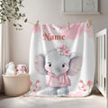 Personalized Baby Elephant Blanket, Nursery Gift, Soft Kids Throw, Baby Shower Gift, Custom Name Blanket,Toddler Comfort, Name Blanket Retro