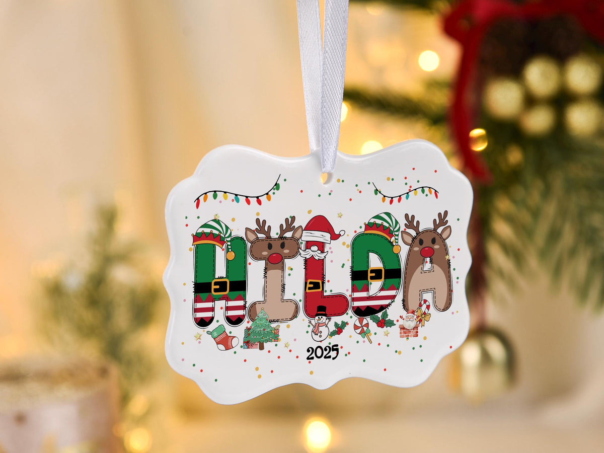 Personalized Kids Christmas Ornaments, 2026 Christmas Ceramic Ornament with Name, Holiday Keepsake, Xmas Gifts for Boys Girls