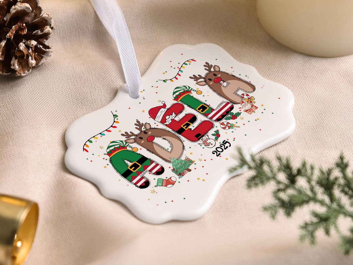 Personalized Kids Christmas Ornaments, 2026 Christmas Ceramic Ornament with Name, Holiday Keepsake, Xmas Gifts for Boys Girls