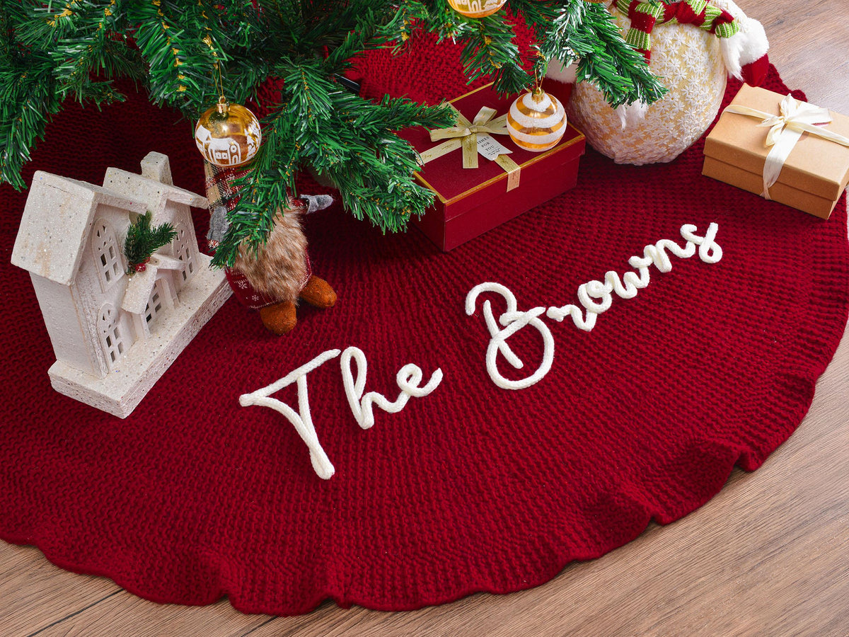 Personalized Christmas Tree Skirt, Family Christmas Tree Skirts, Custom House Warming Gift, Christmas Home Decor, Christmas Decorations