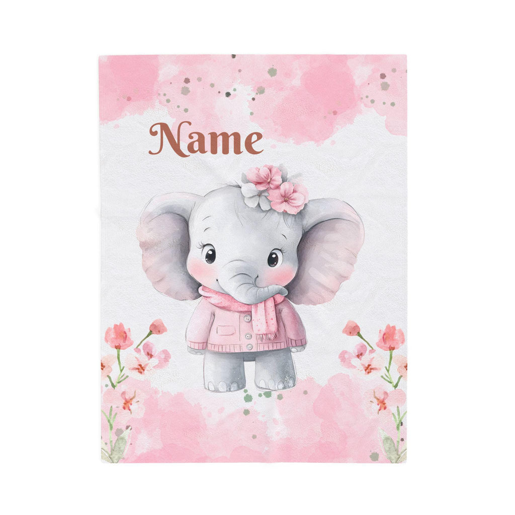 Personalized Baby Elephant Blanket, Nursery Gift, Soft Kids Throw, Baby Shower Gift, Custom Name Blanket,Toddler Comfort, Name Blanket Retro