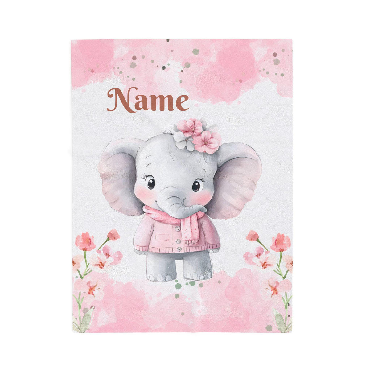 Personalized Baby Elephant Blanket, Nursery Gift, Soft Kids Throw, Baby Shower Gift, Custom Name Blanket,Toddler Comfort, Name Blanket Retro