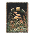 Triple Moon Woven Blanket – Gothic Floral Watercolor Tapestry