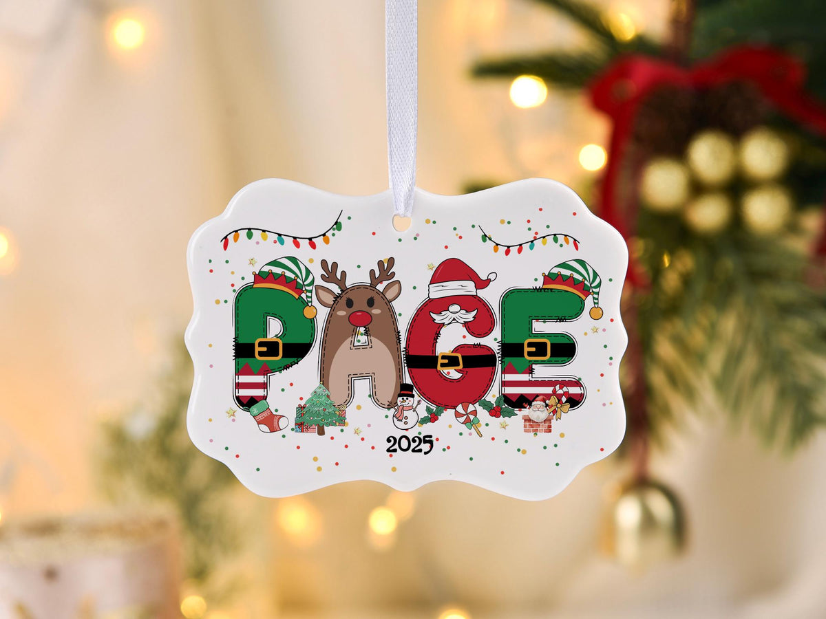 Personalized Kids Christmas Ornaments, 2026 Christmas Ceramic Ornament with Name, Holiday Keepsake, Xmas Gifts for Boys Girls