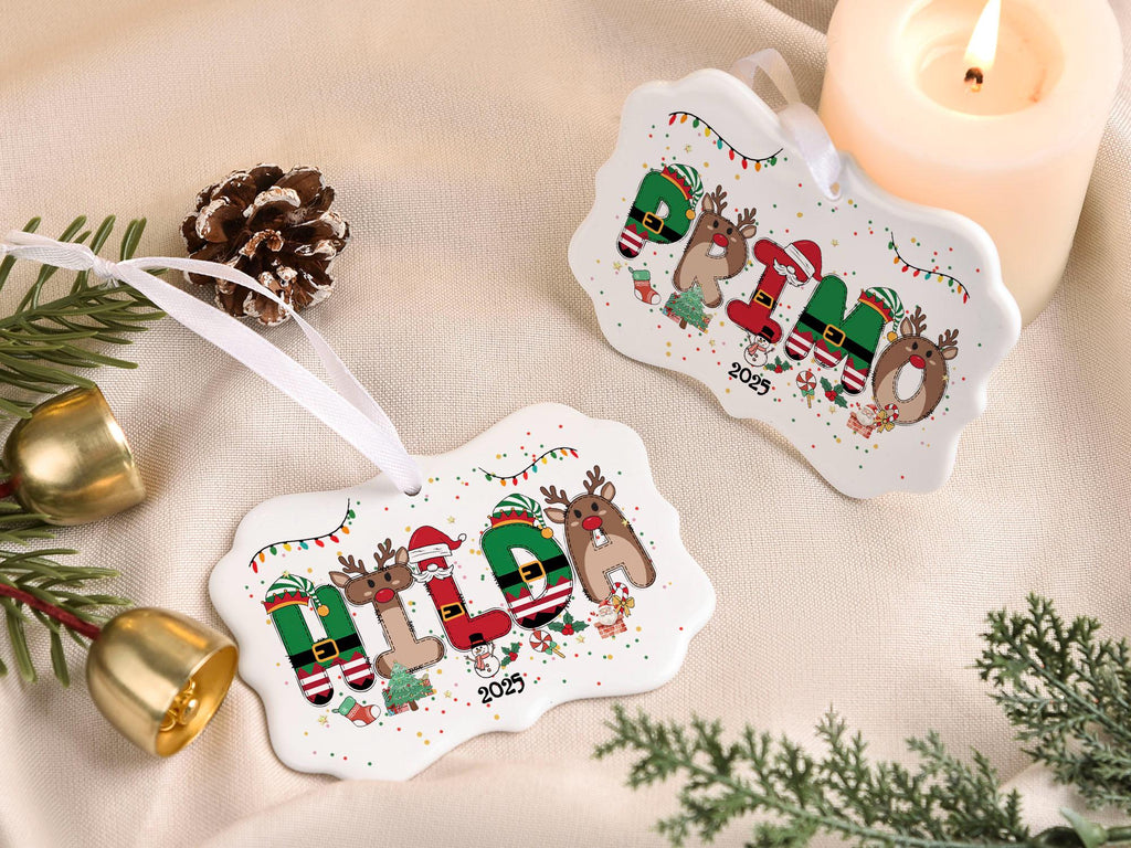 Personalized Kids Christmas Ornaments, 2026 Christmas Ceramic Ornament with Name, Holiday Keepsake, Xmas Gifts for Boys Girls