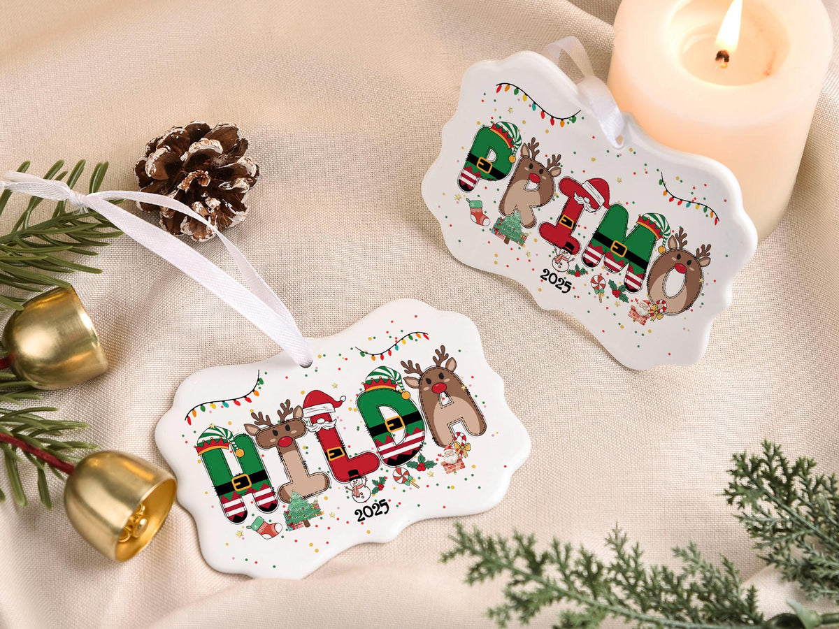 Personalized Kids Christmas Ornaments, 2026 Christmas Ceramic Ornament with Name, Holiday Keepsake, Xmas Gifts for Boys Girls
