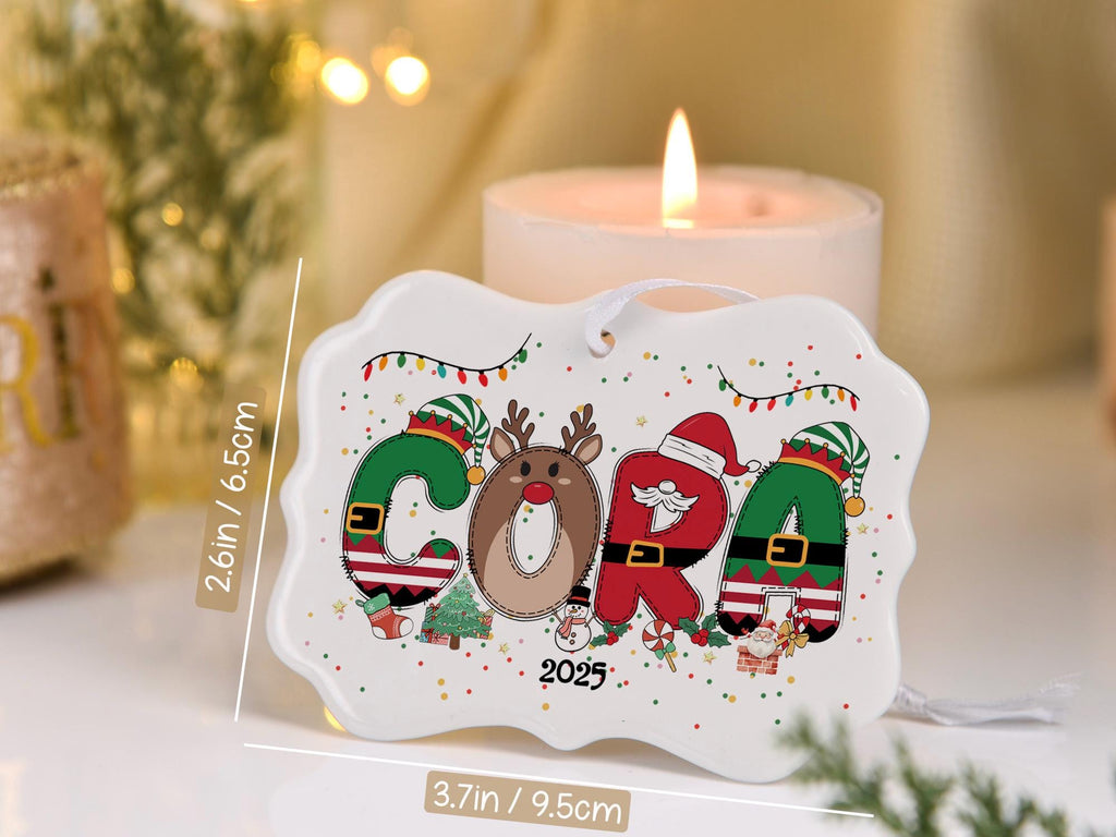 Personalized Kids Christmas Ornaments, 2026 Christmas Ceramic Ornament with Name, Holiday Keepsake, Xmas Gifts for Boys Girls