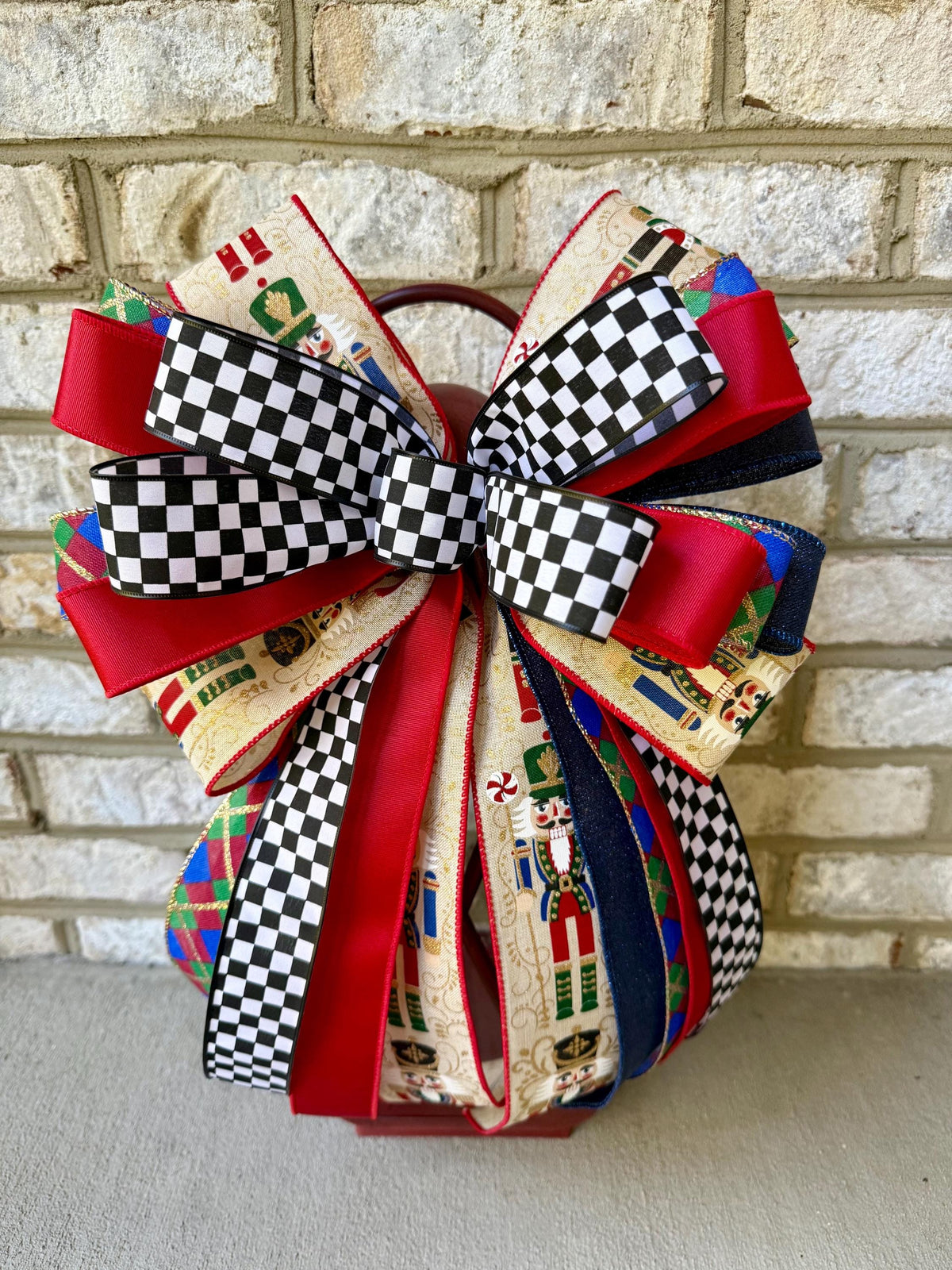 Nutcracker Christmas Bow, Christmas Lantern Bow, Nutcracker Holiday Bow, Christmas Garland Bow, Christmas Tree Bow, Nutracker Home Decor