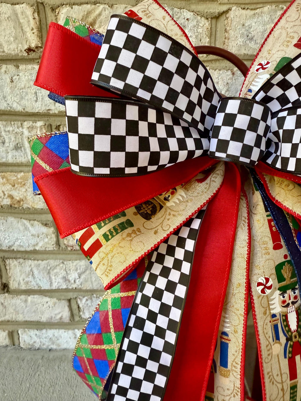 Nutcracker Christmas Bow, Christmas Lantern Bow, Nutcracker Holiday Bow, Christmas Garland Bow, Christmas Tree Bow, Nutracker Home Decor