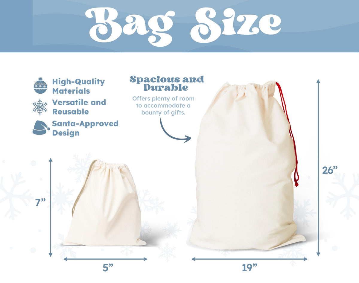 Santa Sack for Kids, Christmas Bag for Presents, Santa Bags with Name, Personalized Gift Bag, Custom Stocking Bags, (SB-3)