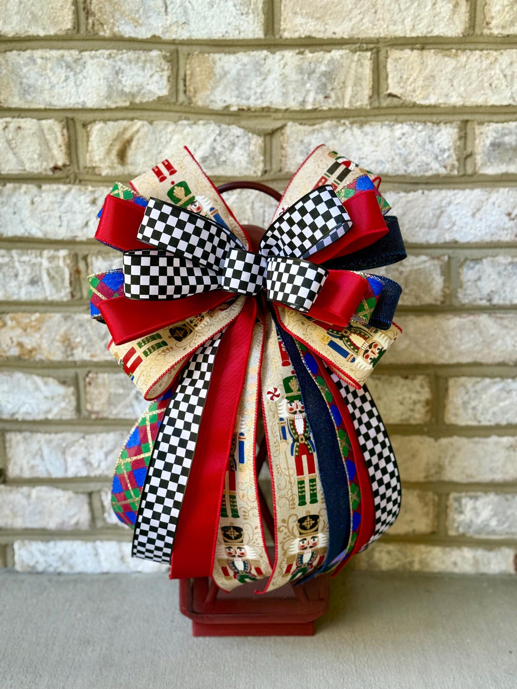 Nutcracker Christmas Bow, Christmas Lantern Bow, Nutcracker Holiday Bow, Christmas Garland Bow, Christmas Tree Bow, Nutracker Home Decor